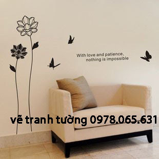 vẽ tranh tường phòng khách