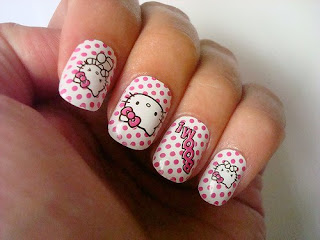 Hello Kitty nail manicure