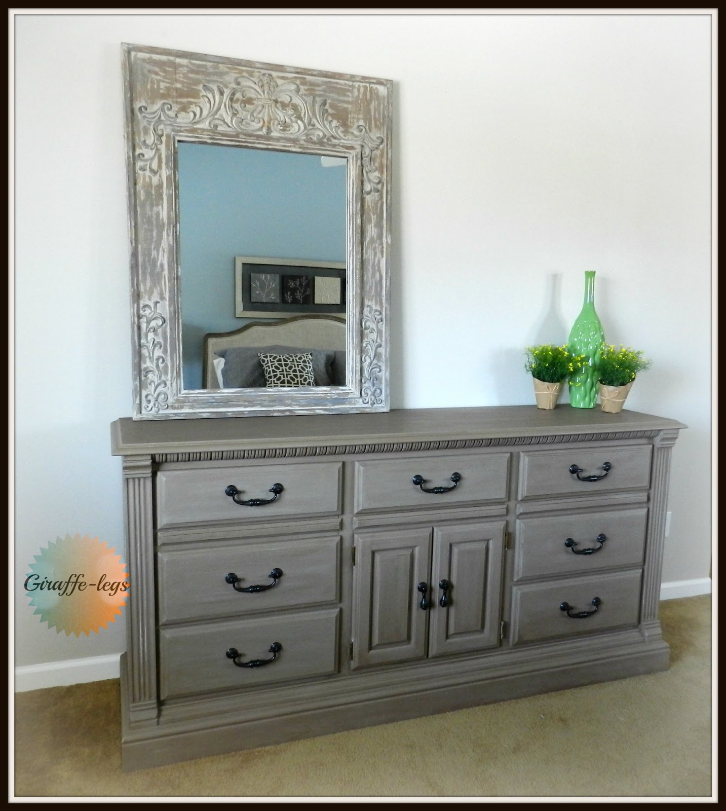 Giraffe Legs Painted Dresser Restoration Hardware style Tutorial
