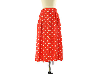 red polka dot maxi skirt