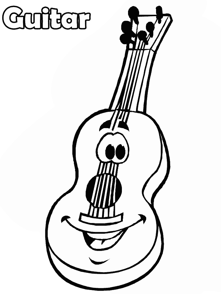 desenhos violão com olhos e boca colorir e pintar qdb