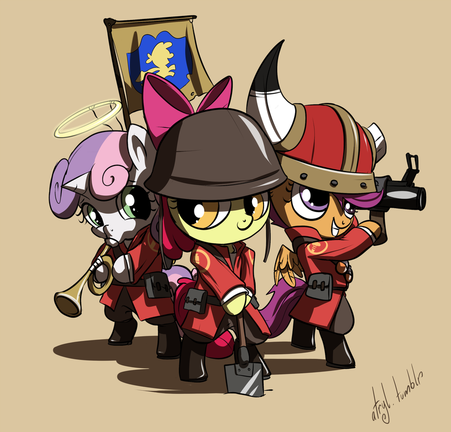 Funny pictures, videos and other media thread! - Page 14 178379+-+apple_bloom+artist+atryl+Cutie_Mark_Crusaders+scootaloo+soldier+Sweetie_Belle+Team_Fortress_2+tf2