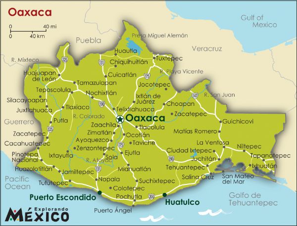 Mapa de Ciudad de Oaxaca Político Región | Mapa Político Ciudad Región