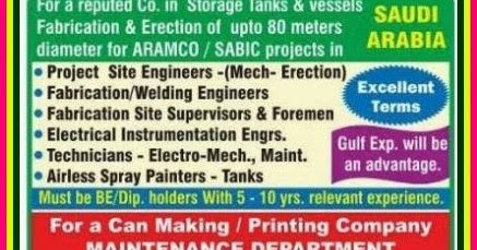 Reputed company in Saudi Job Vacancies - Free Recruitment - Gulf Jobs