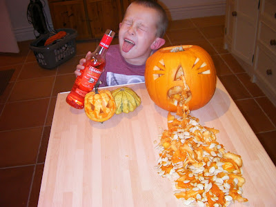 carved pumpkins vomiting