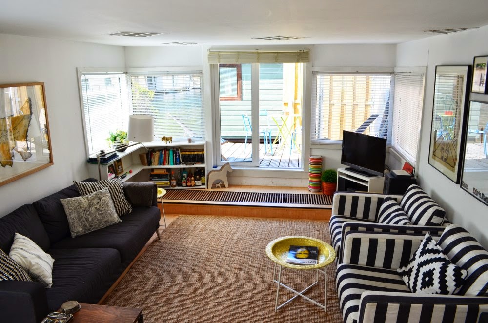 houseboat, salon w stylu skandynawskim