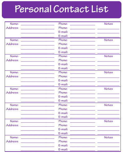 name and address list