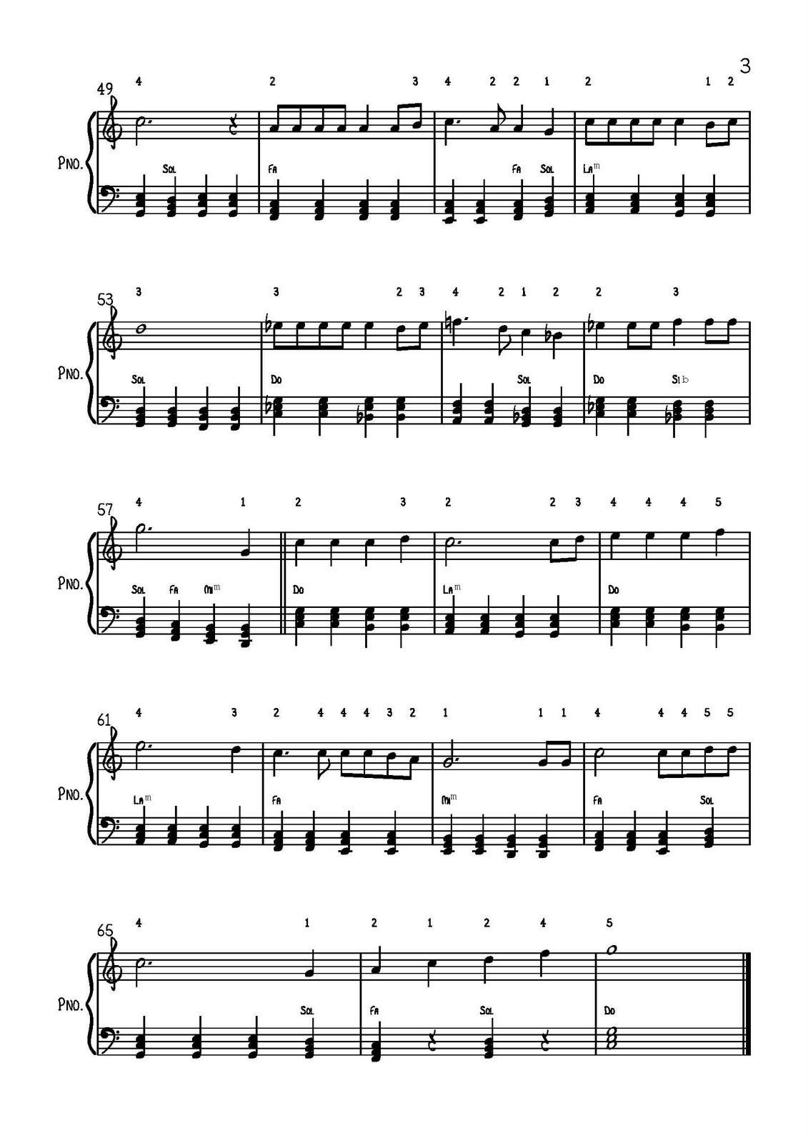 Partition piano 3 notes