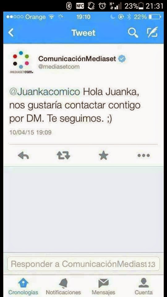 Telecinco se pone en contacto con Juanka Telecinco se pone en contacto con Juanka