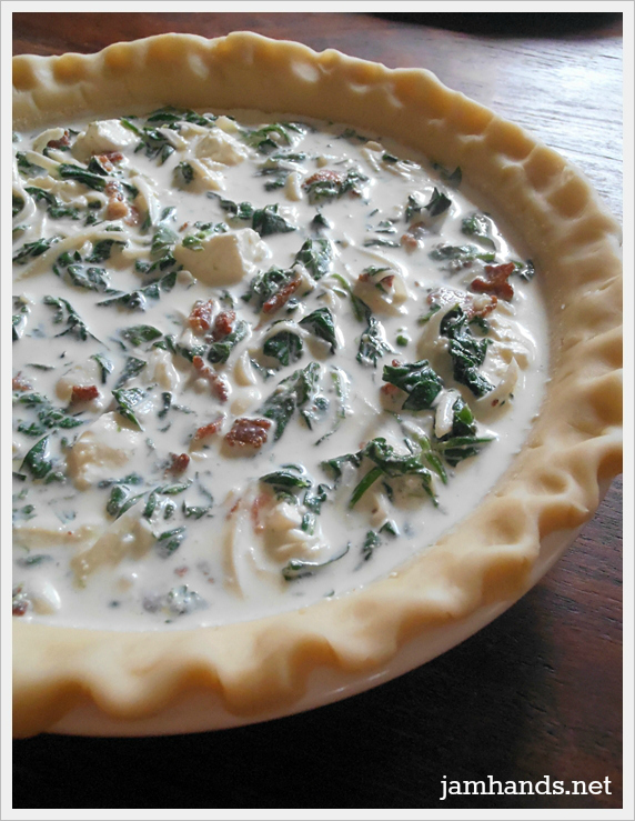 Jam Hands Spinach, Bacon and Swiss Quiche