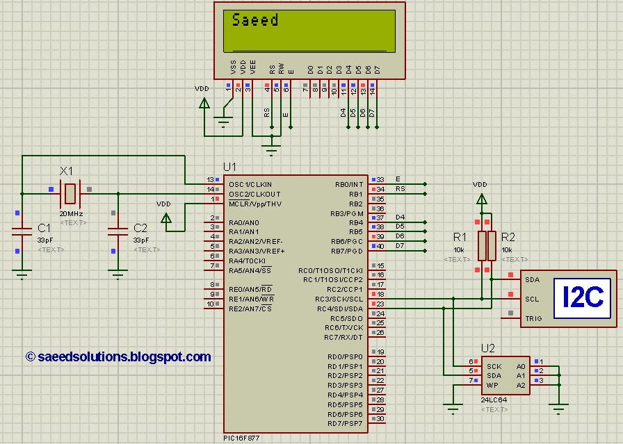 Saeed's Blog Interfacing of PIC16F877 with (i2c based) 24LC64 EEPROM (Code + Proteus simulation)