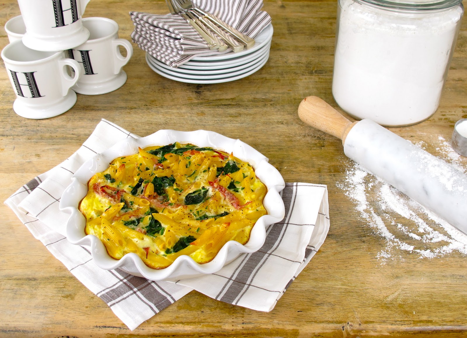 Jenny Steffens Hobick Prosciutto & Spinach Penne Frittata Brunch Recipes