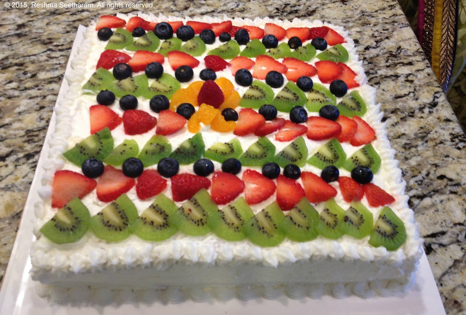 Whipped cream and fresh fruit sponge cake
