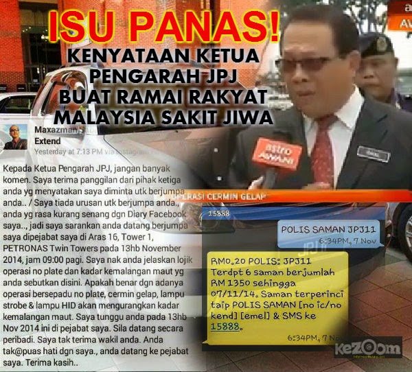 KENYATAAN KETUA PENGARAH JPJ BUAT RAKYAT MALAYSIA SAKIT JIWA