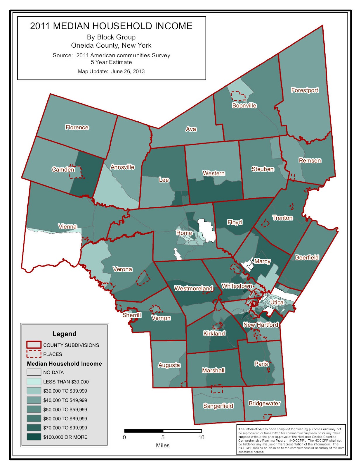 Herkimer and Oneida Counties Census Data Affiliate Median Household