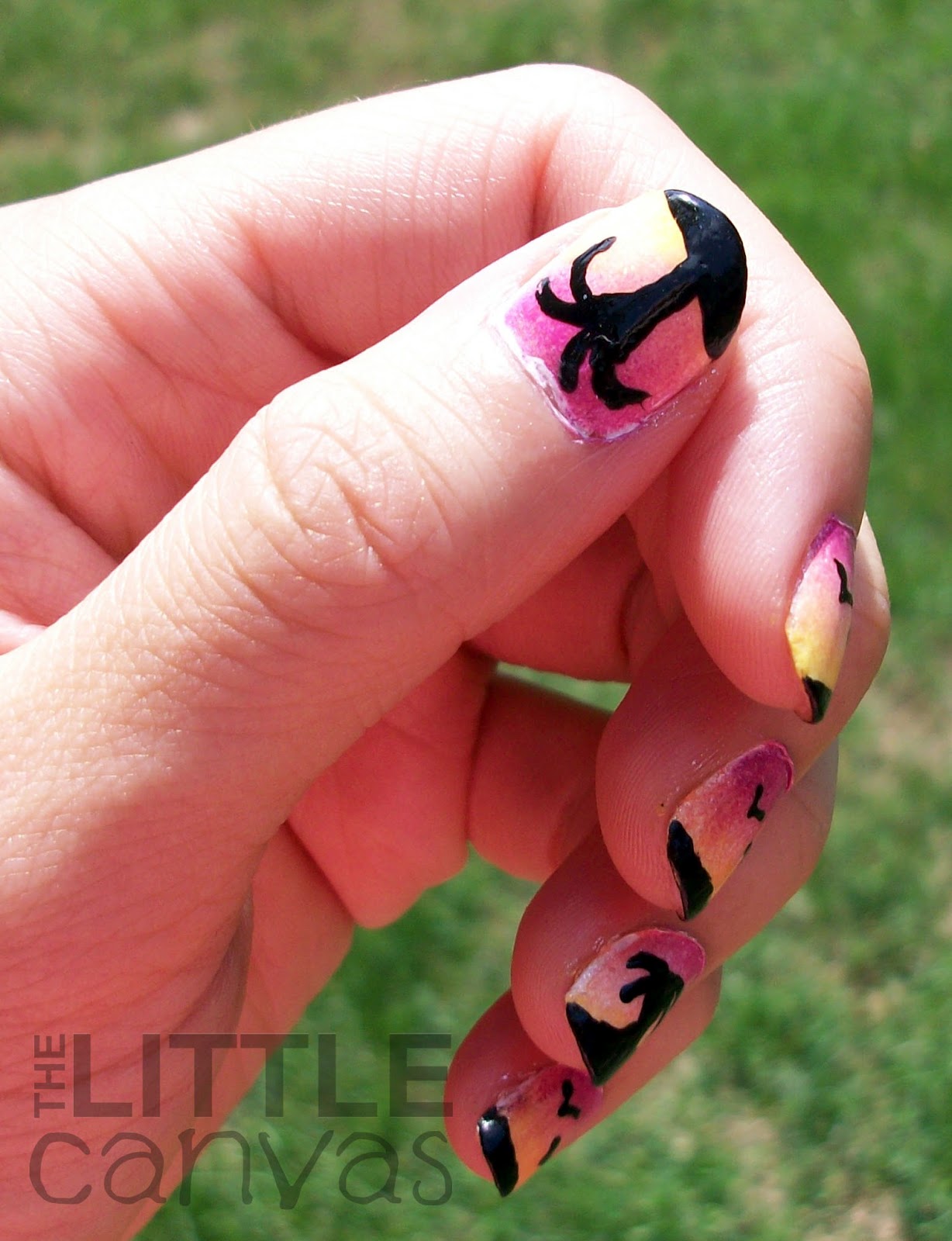 Sunset Palm Tree Nail Art 