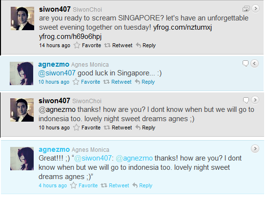 Salah satu interaksi Siwon & Agnez/Twitter©