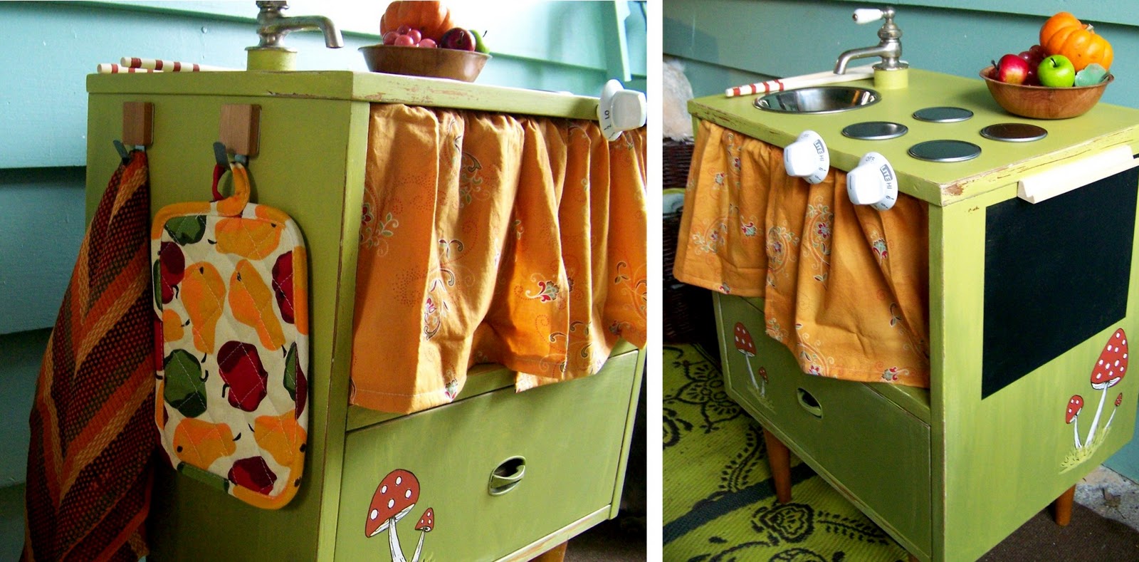 Needle and Nest Design D.I.Y upcycle furniture into kid's toy oven.