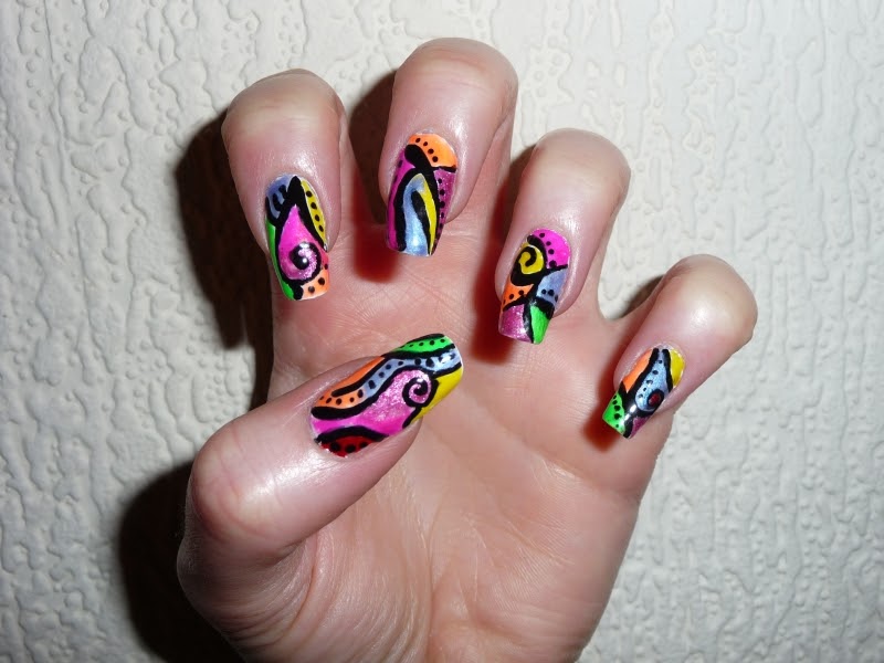 1. Colorful Funky Nail Art Designs - wide 7