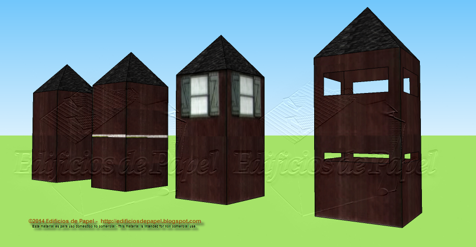 Cuatro torres diferentes para tu maqueta de papel Four different towers for your paper models of fortifications