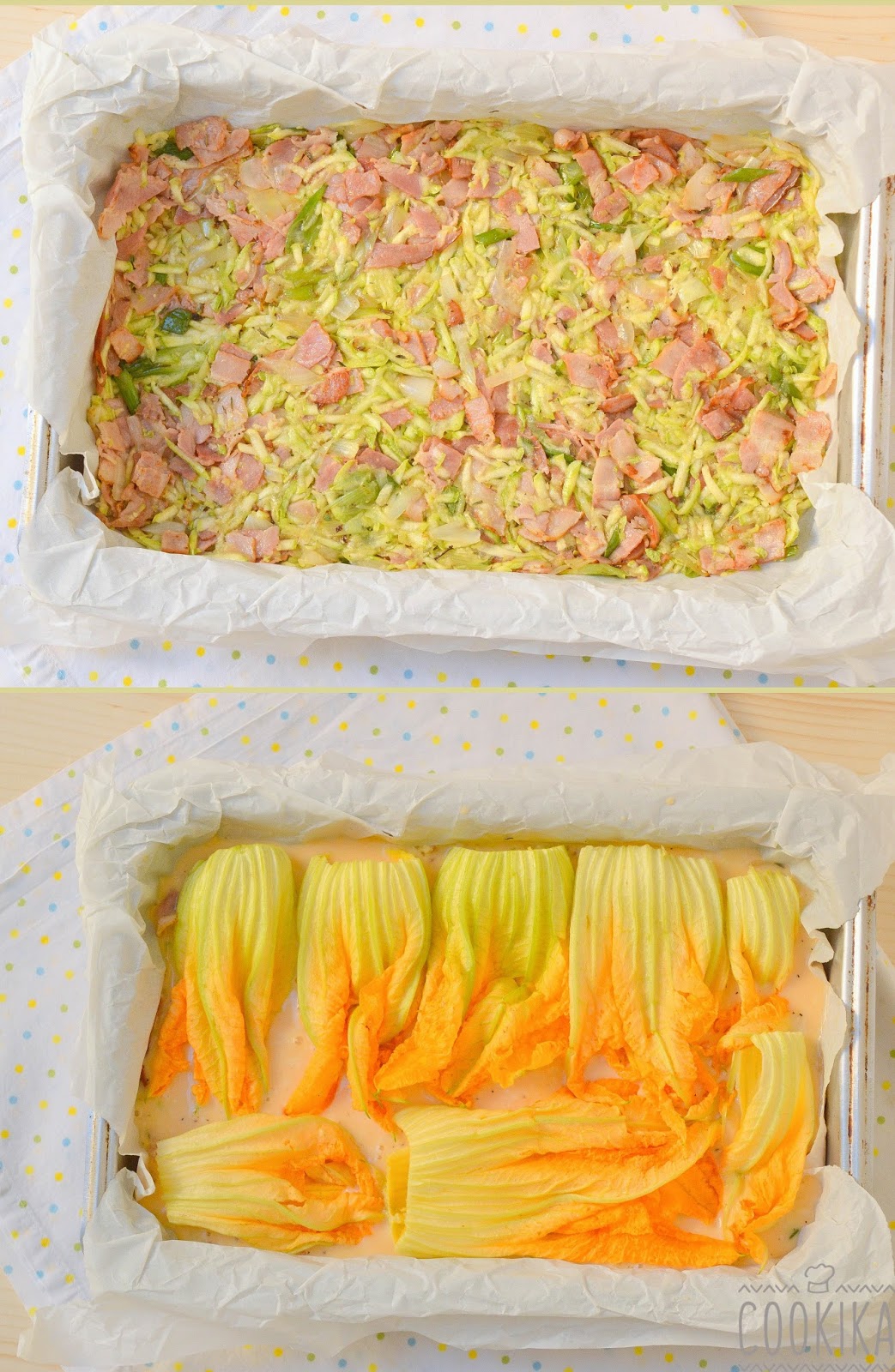 CooKika Ομελετα φουρνου με κολοκυθανθους Zucchini Flower Frittata