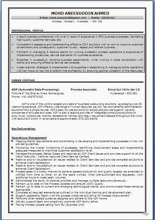 Resume Resume Format In Word For Bpo bpo resume format for experienced about author of the website