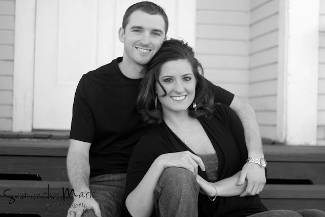 cute couple sitting on stairs