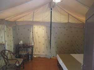 Inside the posh "Air-Conditioned Canvas tent.