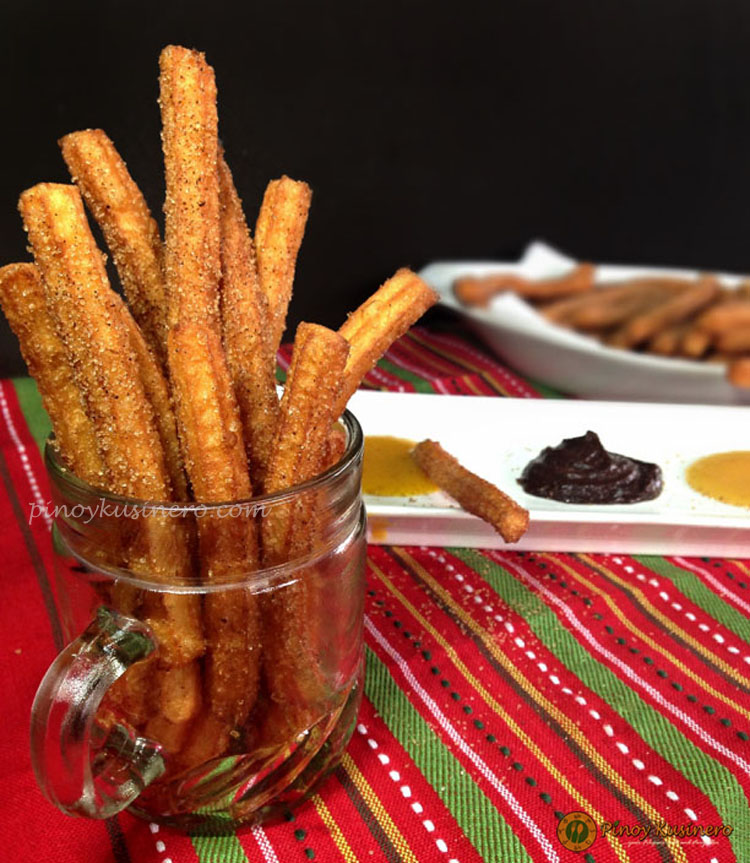 Mini Cinnamon Churros (Mexican Breadsticks) with Trio Dipping Sauces