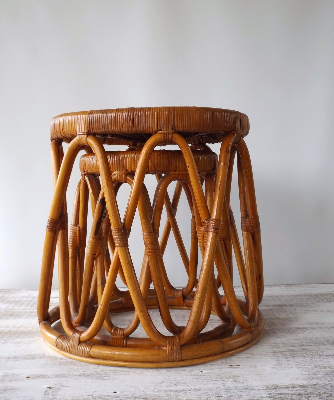 Still Stunning Vintage Resale Vintage Bamboo Rattan Side Tables /Plant