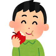 リンゴを食べる男の子のイラスト