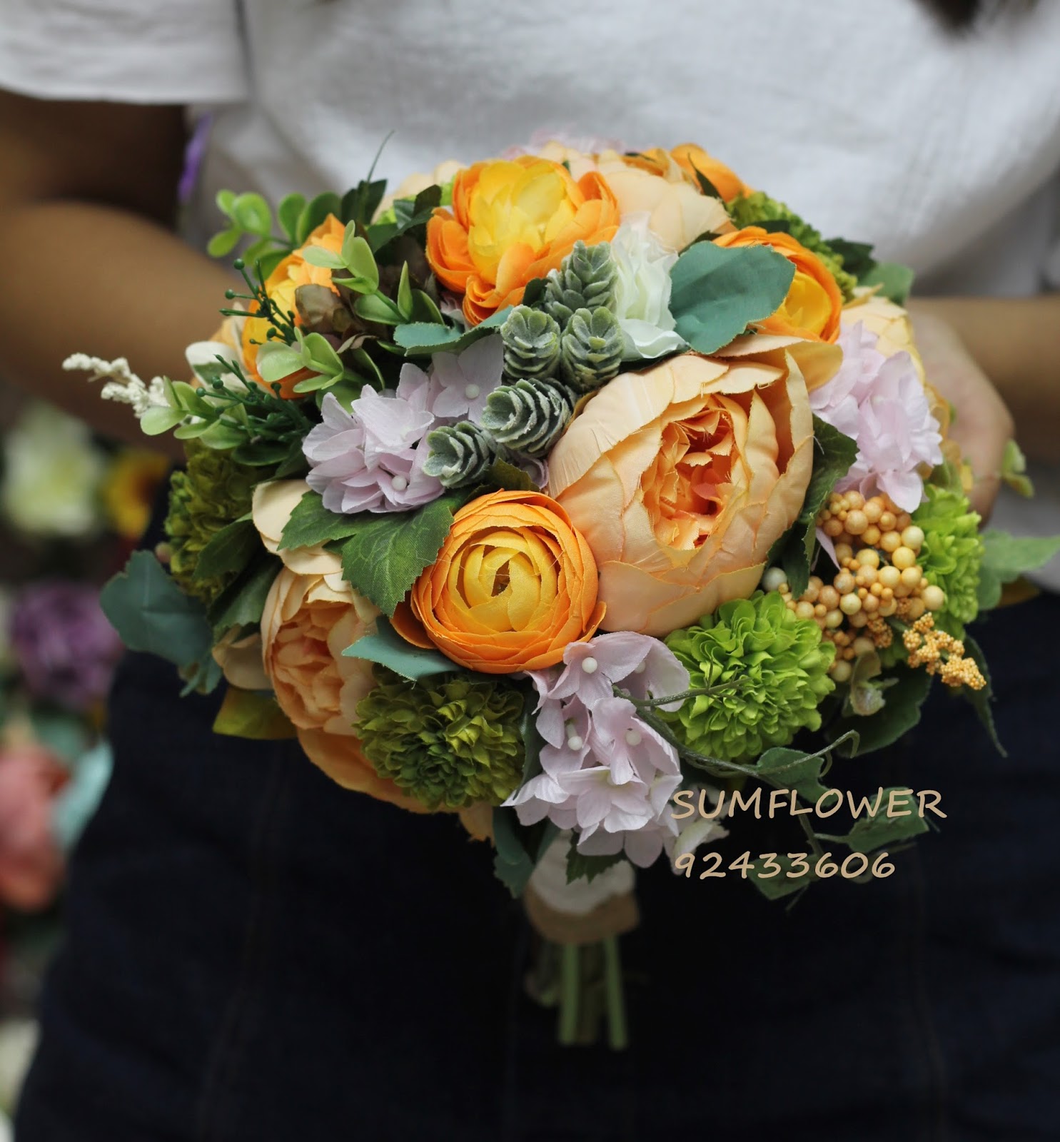花店 Sumflowershop: 玫瑰繡球花球 SFB 001絲花花球 SILK FLOWER bridal bouquet silk ...