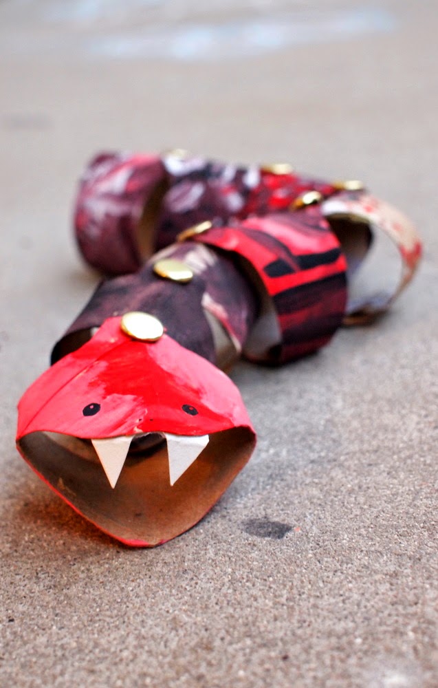 Moveable Cardboard Snake Craft Pink Stripey Socks