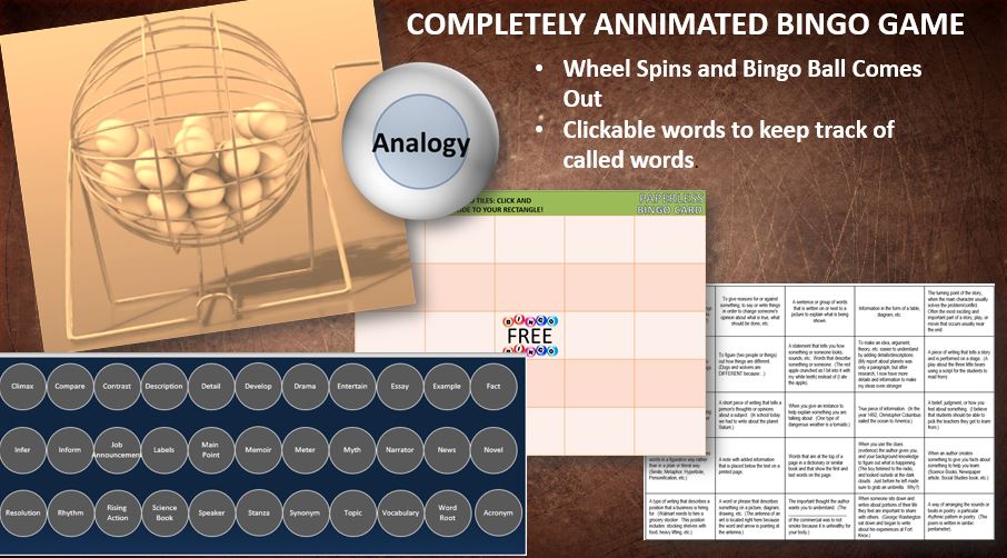 MAP TEST READING VOCABULARY GAME - Real Bingo (ALL RIT BANDS 141-260)