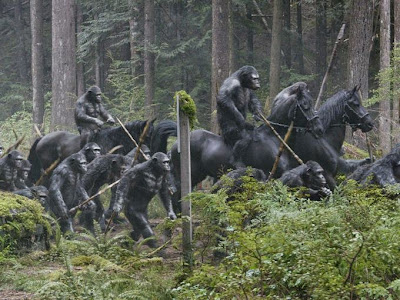 dawn of the planet movie apes on horses image
