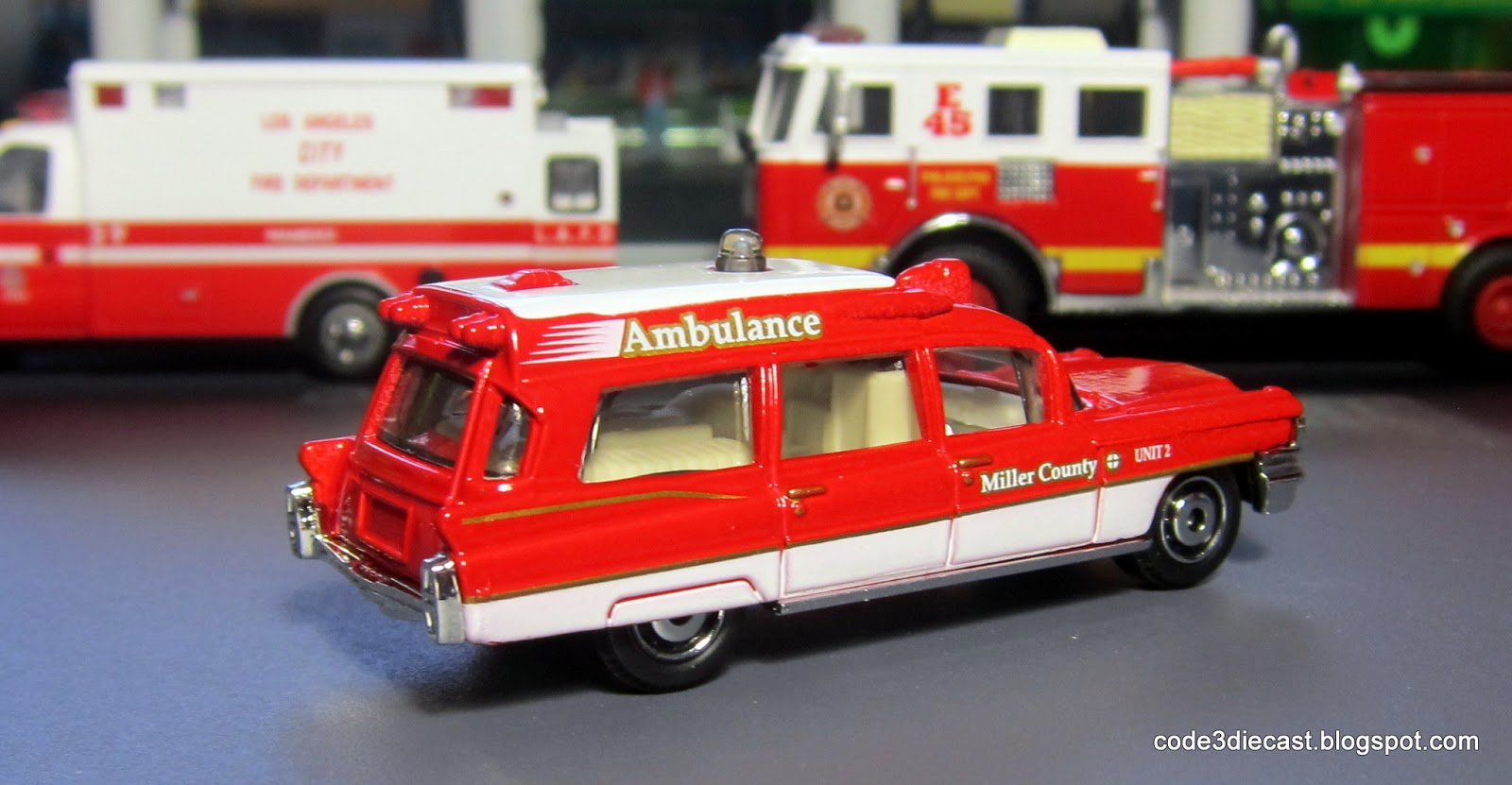 My Code 3 Diecast Fire Truck Collection Matchbox 1963 Cadillac Ambulance