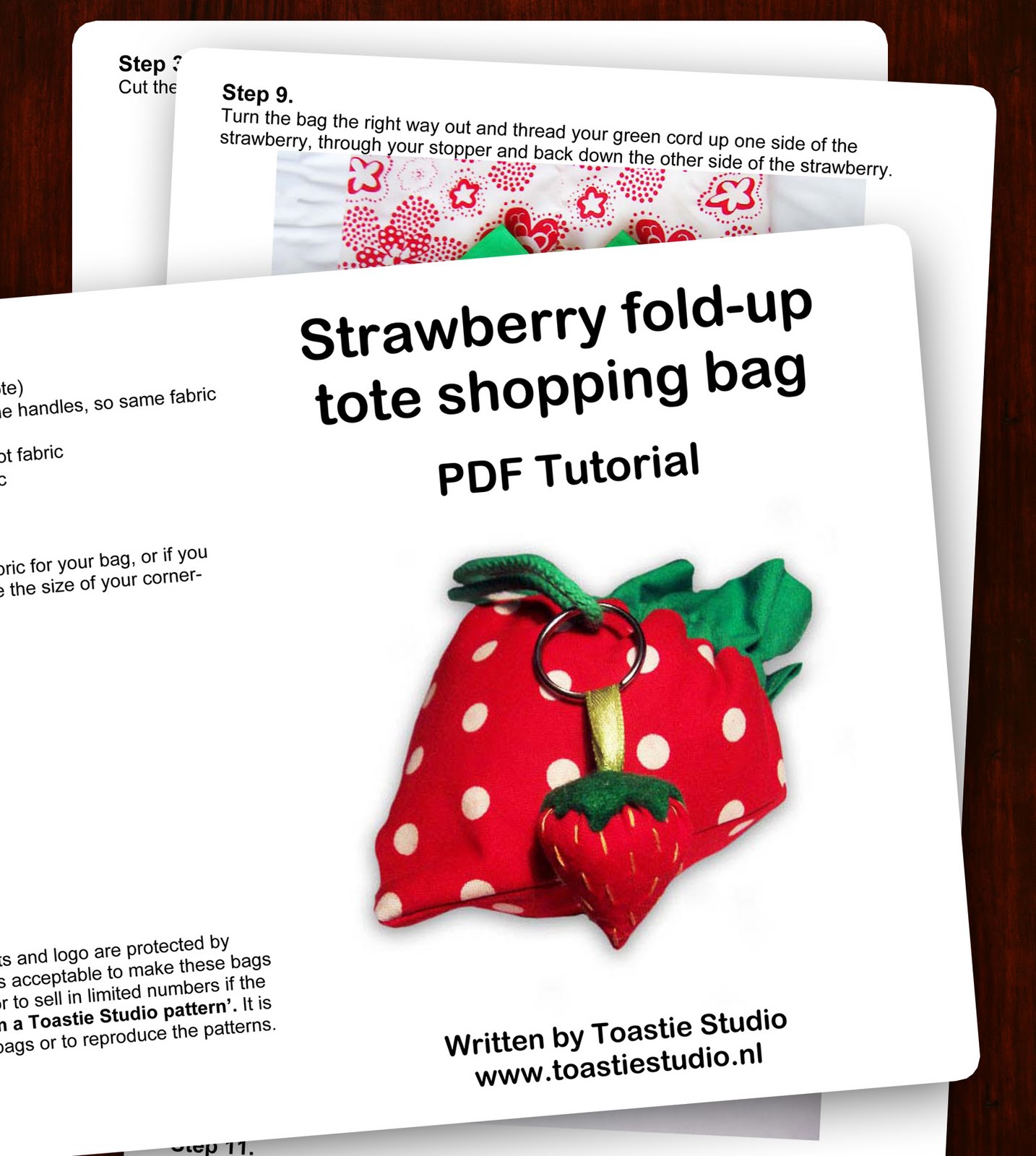 Strawberry Tote bag pattern Handmade Cuddles