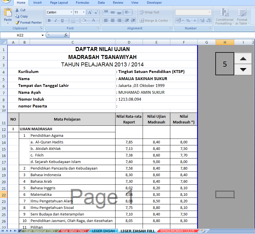 Aplikasi Leger Ijasah dengan Macro Excel untuk MTs dan MA Aplikasi Leger Ijasah dengan Macro Excel untuk MTs dan MA