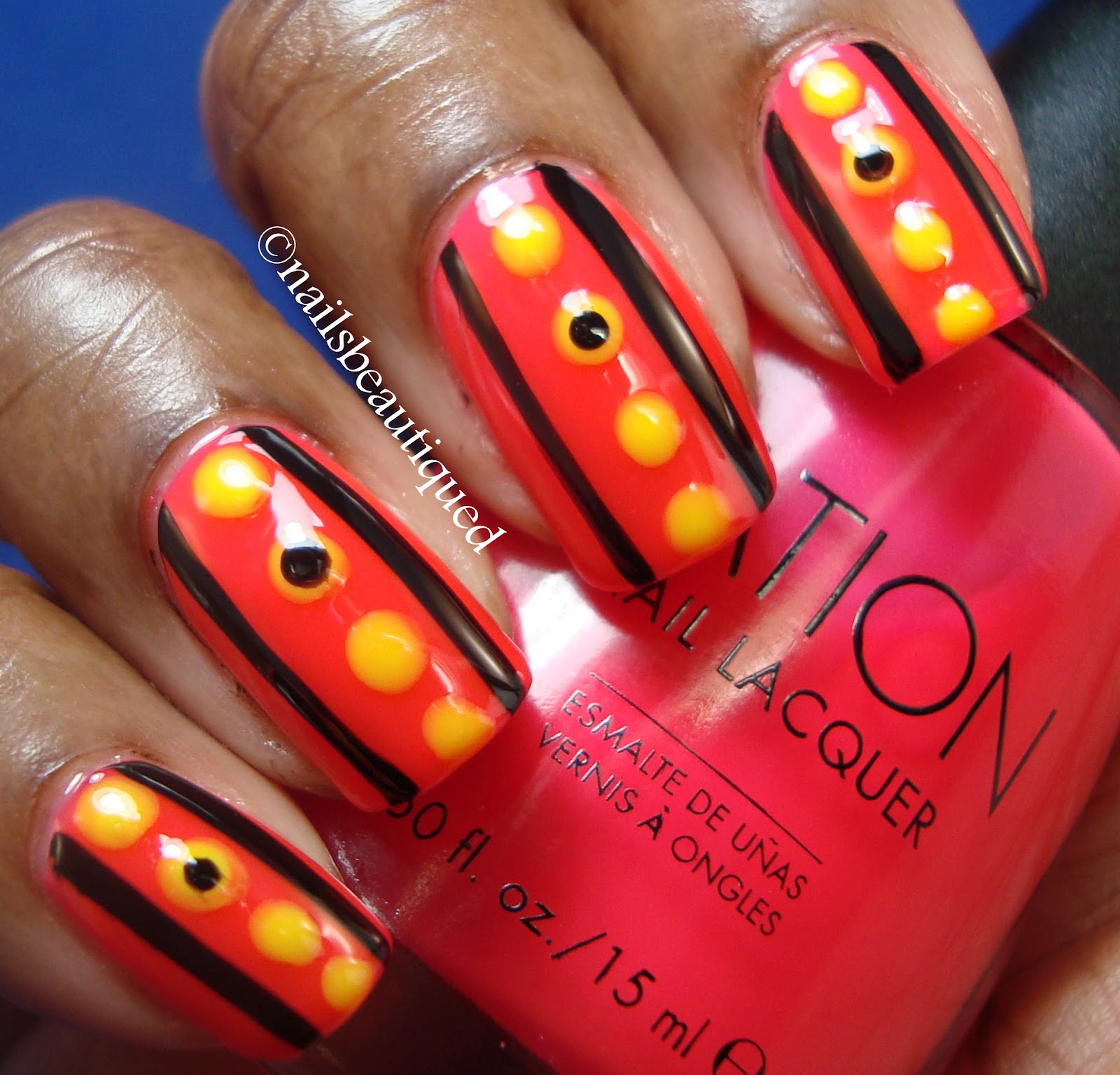 unbitten polish Lines and Dots Nail Art