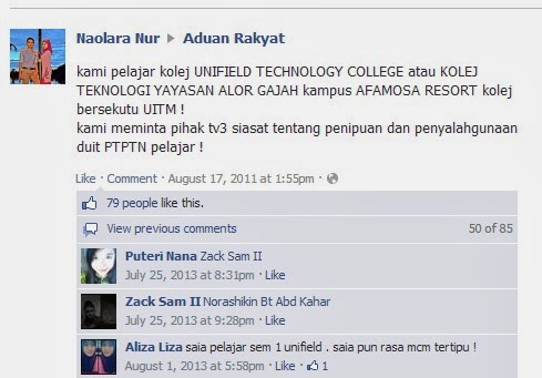 All Berita Kolej Unifield Ugut Saman Blogger Jaakechik Rm1 Juta
