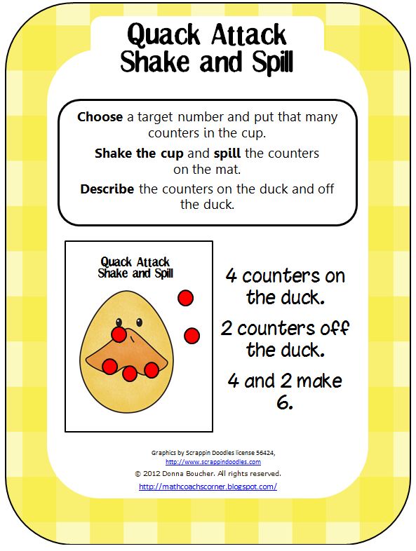 Classroom Freebies Too Shake and Spill Game for Number Combinations