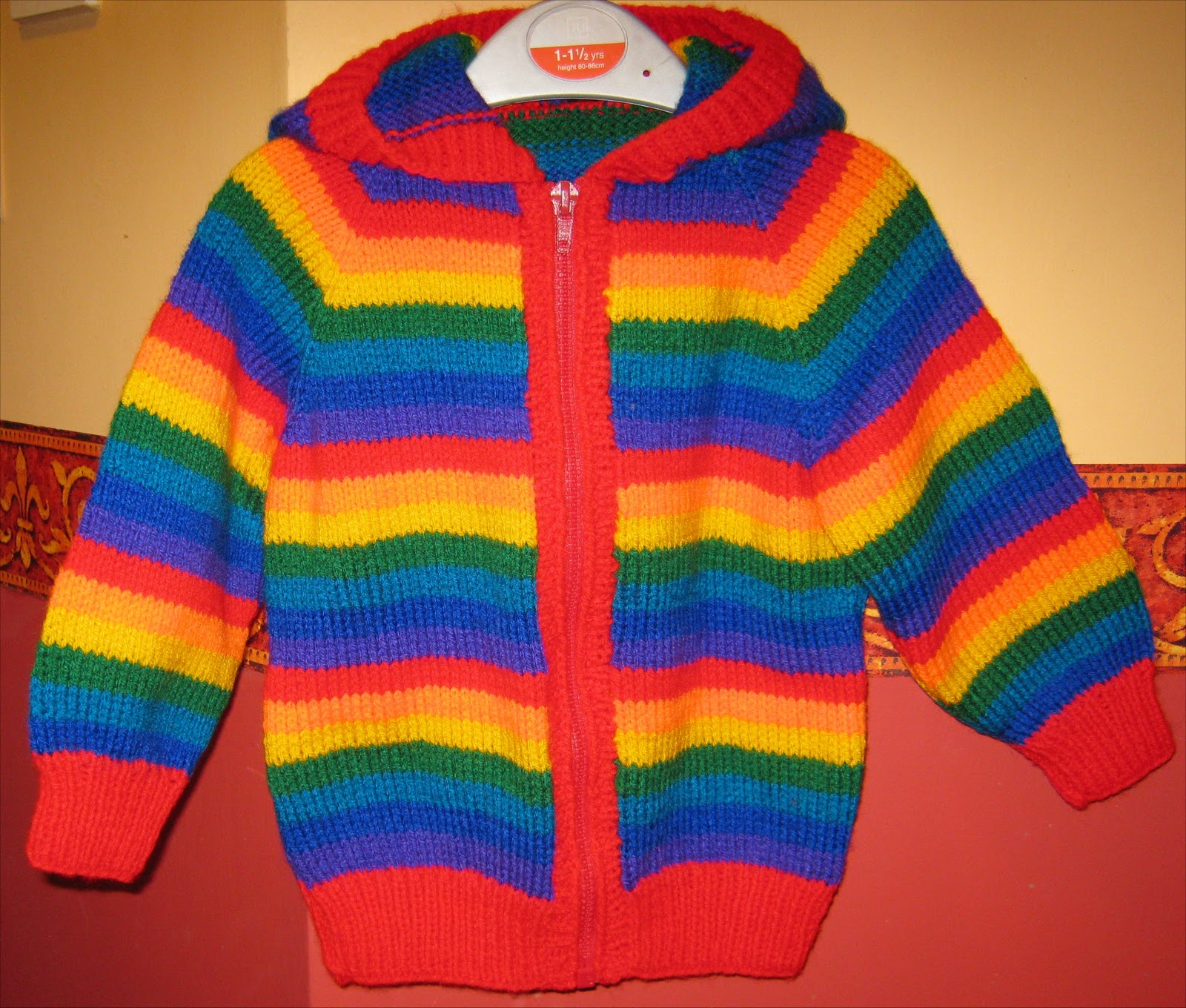 Sixties Spirit Toddler's rainbow striped hoodie pattern