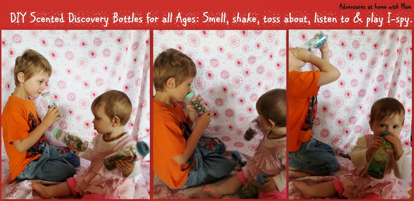 Adventures at home with Mum DIY Smell & Shake Discovery Bottles for
