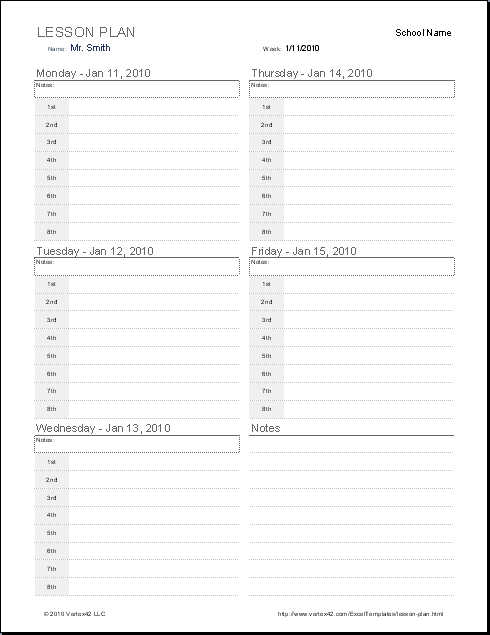 teacher lesson plan template free
