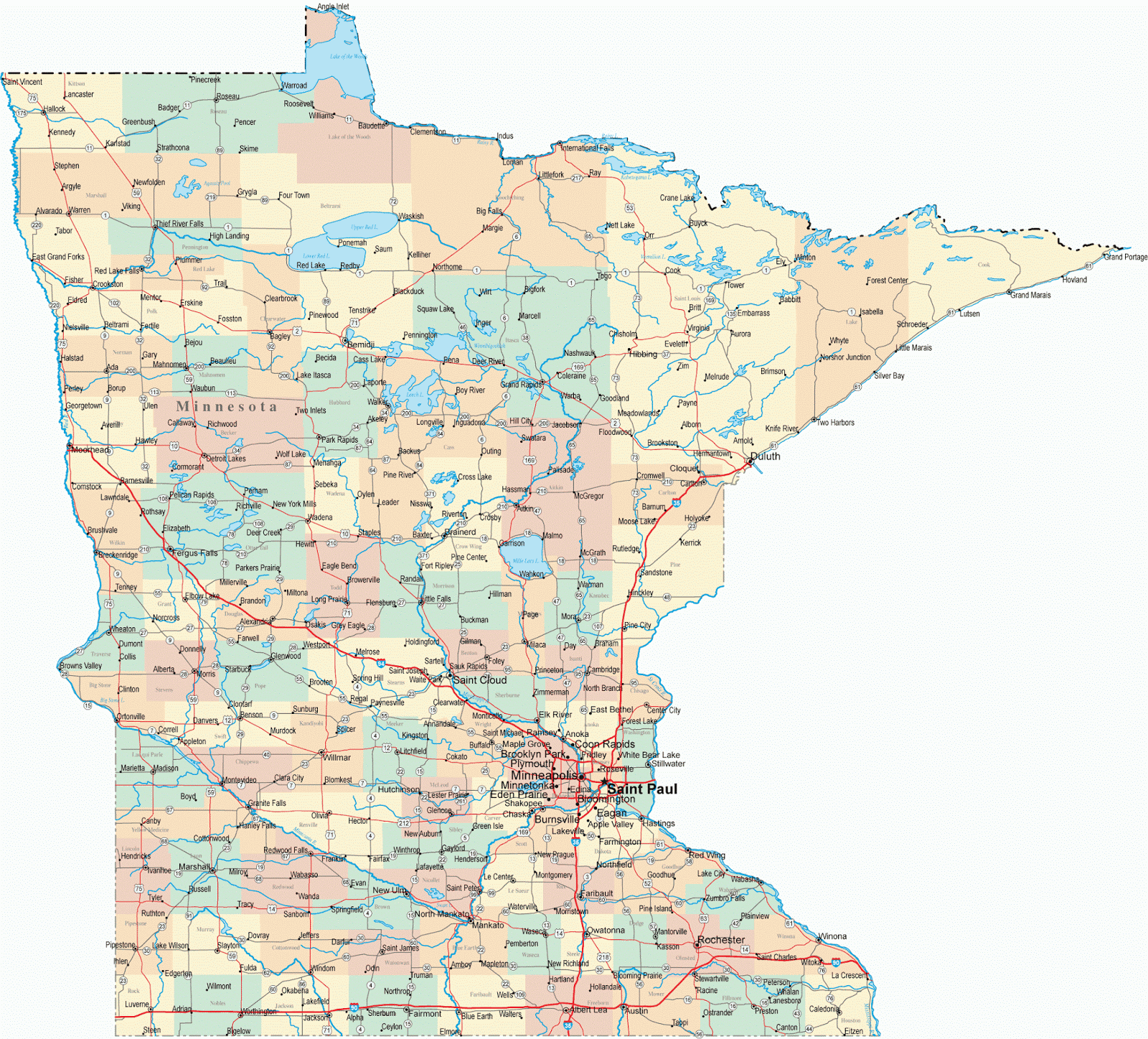 Stupendous image regarding printable map of minnesota Challenger image intended for printable map of minnesota