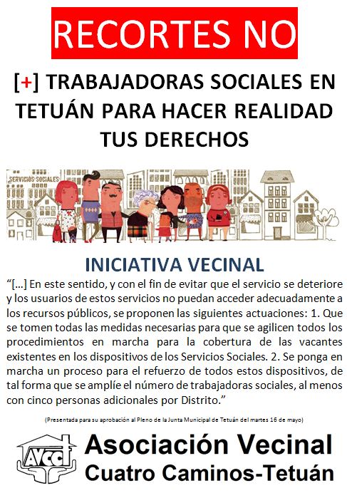 16 mayo en Tetuán la AAVV por los Servicios Sociales