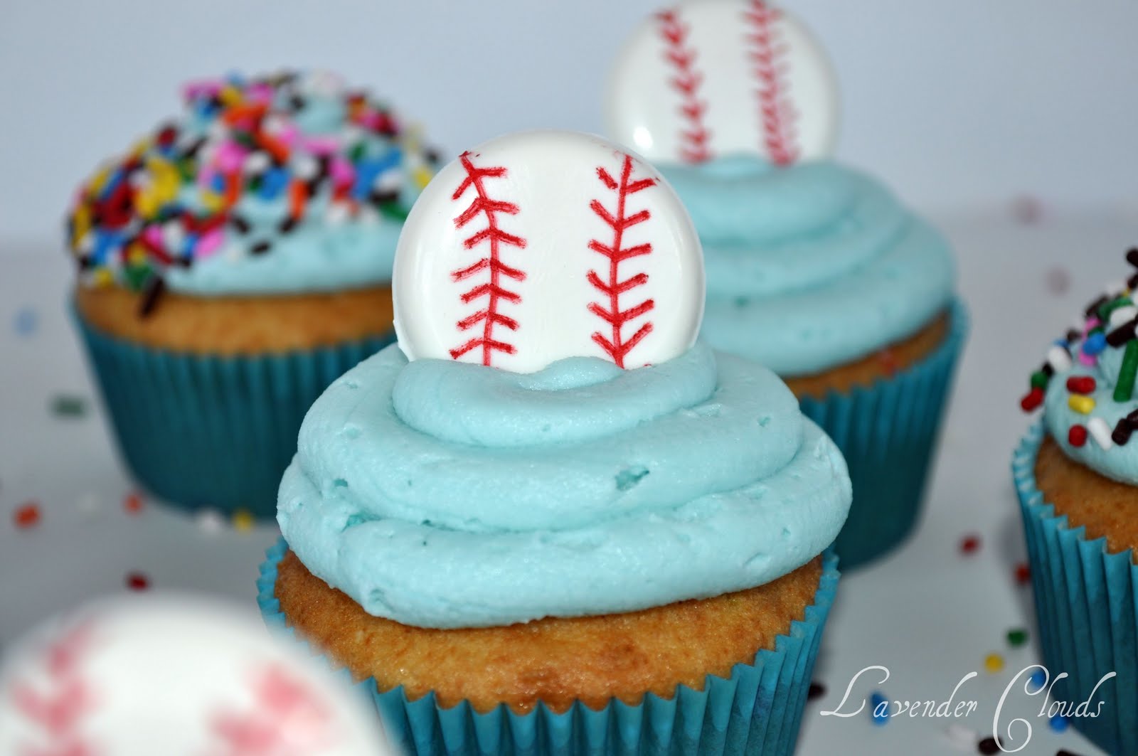 Lavender Clouds Bear & Baseball Cupcakes & How To Add Filling to Cupcakes