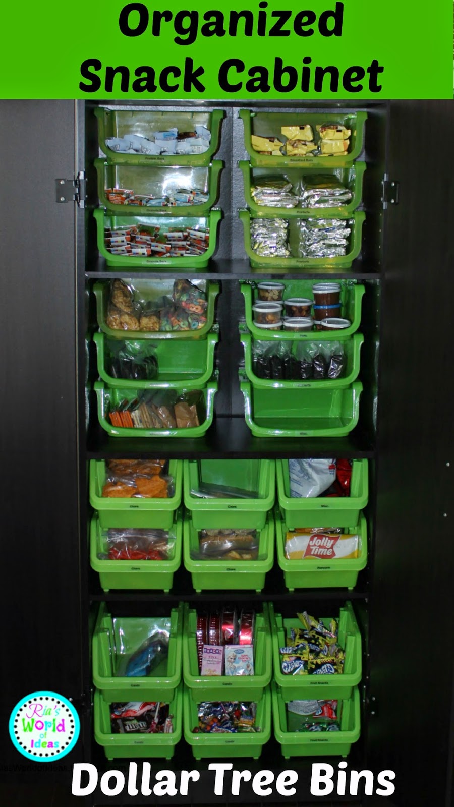 Ria's World of Ideas: Organized Snack Cabinet