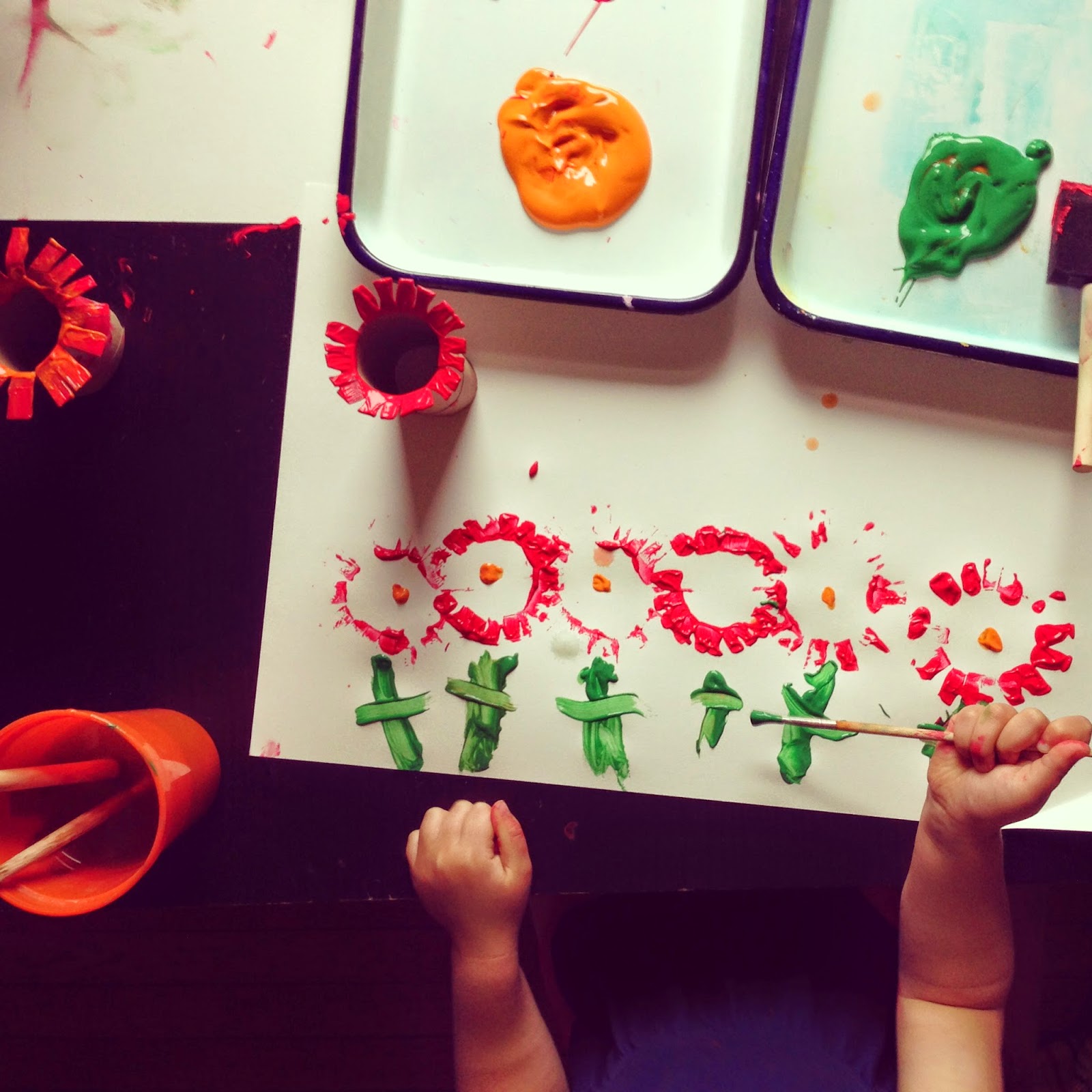 A Childhood List 172) Cardboard Roll Flower Printing