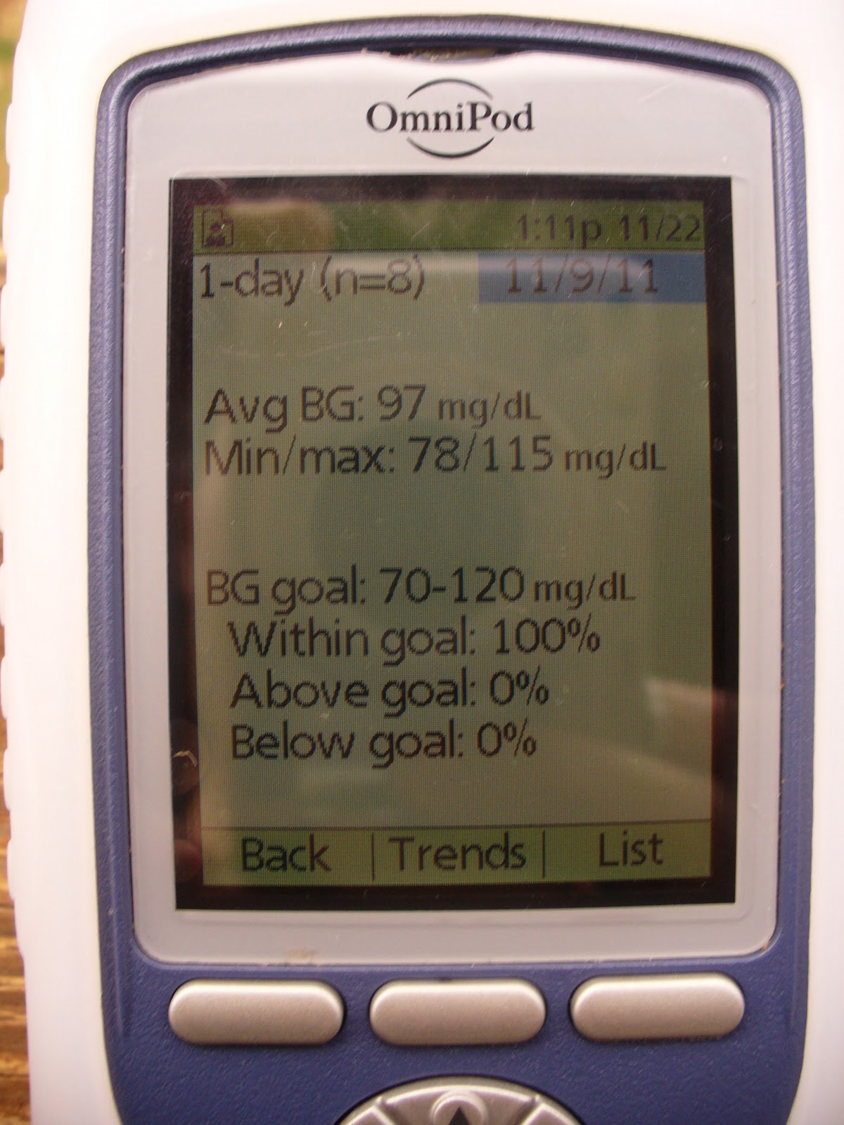 God is good ! Omnipod PDM Blood Glucose Screens )